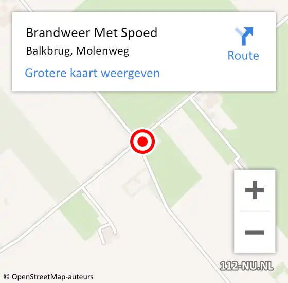 Locatie op kaart van de 112 melding: Brandweer Met Spoed Naar Balkbrug, Molenweg op 29 december 2024 10:06