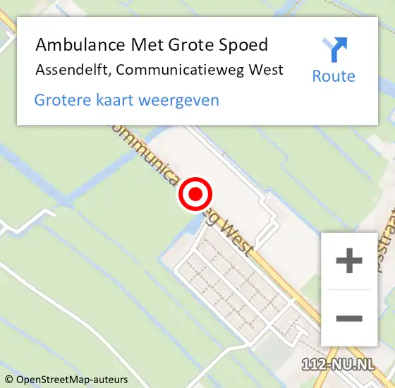 Locatie op kaart van de 112 melding: Ambulance Met Grote Spoed Naar Assendelft, Communicatieweg West op 31 oktober 2014 22:45