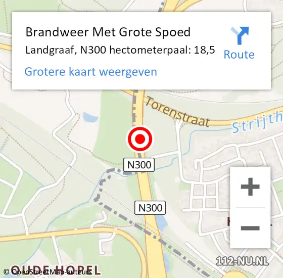 Locatie op kaart van de 112 melding: Brandweer Met Grote Spoed Naar Landgraaf, N300 hectometerpaal: 18,5 op 29 december 2024 10:07