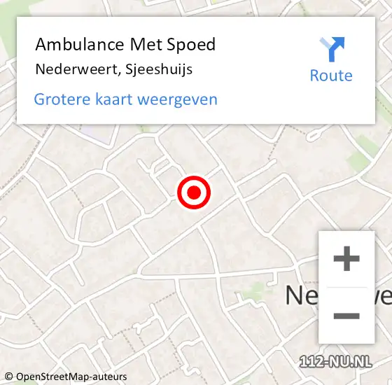 Locatie op kaart van de 112 melding: Ambulance Met Spoed Naar Nederweert, Sjeeshuijs op 29 december 2024 11:11