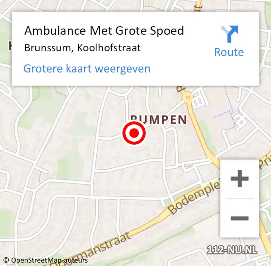 Locatie op kaart van de 112 melding: Ambulance Met Grote Spoed Naar Brunssum, Koolhofstraat op 31 oktober 2014 23:01