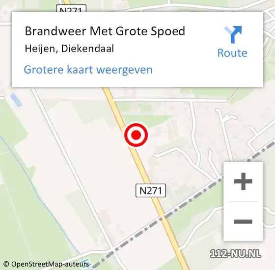 Locatie op kaart van de 112 melding: Brandweer Met Grote Spoed Naar Heijen, Diekendaal op 29 december 2024 11:49