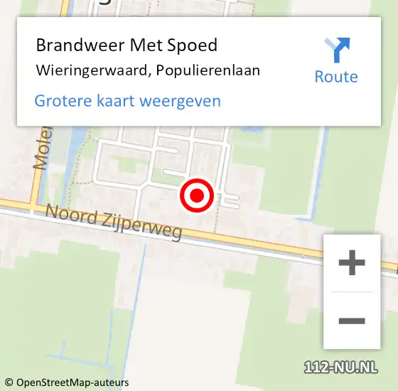 Locatie op kaart van de 112 melding: Brandweer Met Spoed Naar Wieringerwaard, Populierenlaan op 29 december 2024 12:21