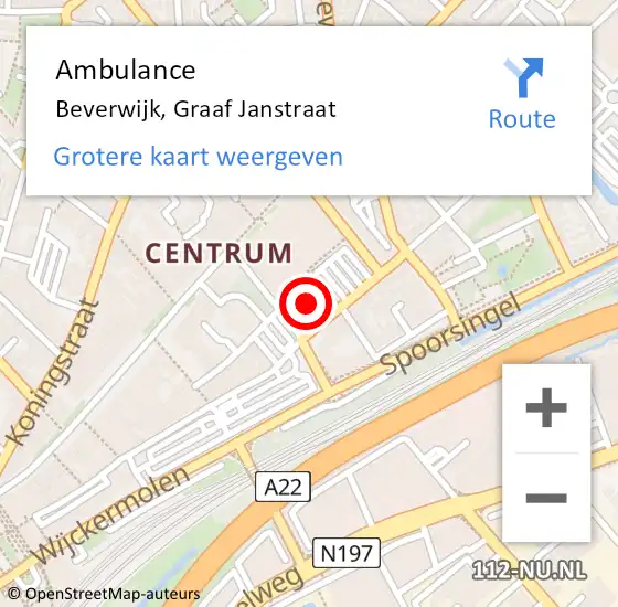 Locatie op kaart van de 112 melding: Ambulance Beverwijk, Graaf Janstraat op 29 december 2024 12:57