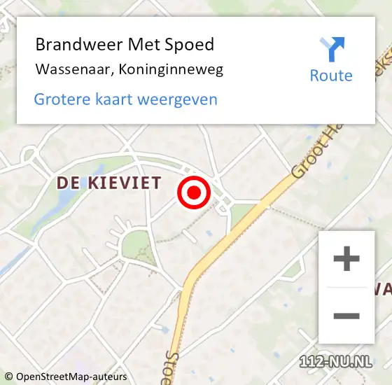 Locatie op kaart van de 112 melding: Brandweer Met Spoed Naar Wassenaar, Koninginneweg op 29 december 2024 13:22