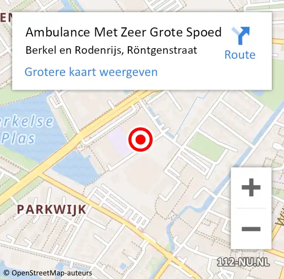 Locatie op kaart van de 112 melding: Ambulance Met Zeer Grote Spoed Naar Berkel en Rodenrijs, Röntgenstraat op 29 december 2024 13:25