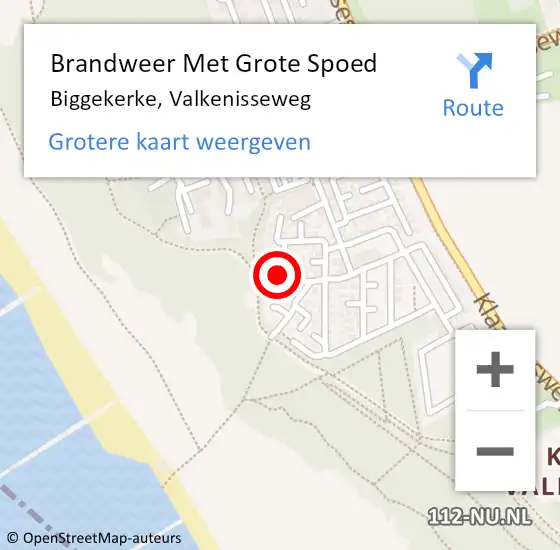 Locatie op kaart van de 112 melding: Brandweer Met Grote Spoed Naar Biggekerke, Valkenisseweg op 29 december 2024 13:36