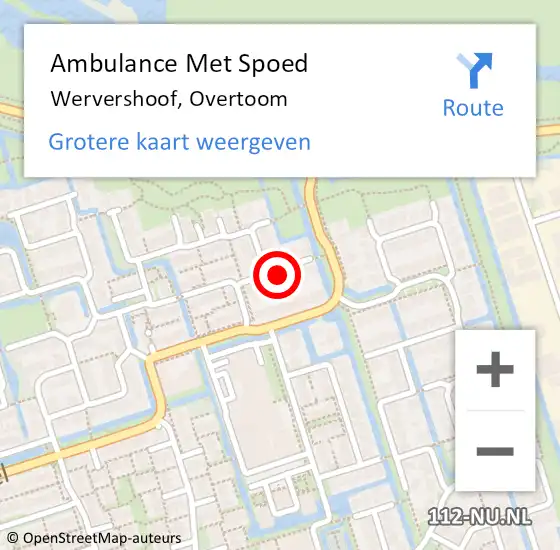 Locatie op kaart van de 112 melding: Ambulance Met Spoed Naar Wervershoof, Overtoom op 29 december 2024 13:49