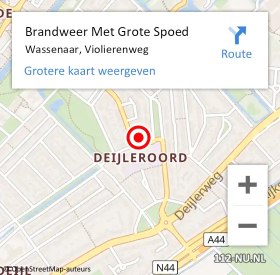 Locatie op kaart van de 112 melding: Brandweer Met Grote Spoed Naar Wassenaar, Violierenweg op 29 december 2024 14:02