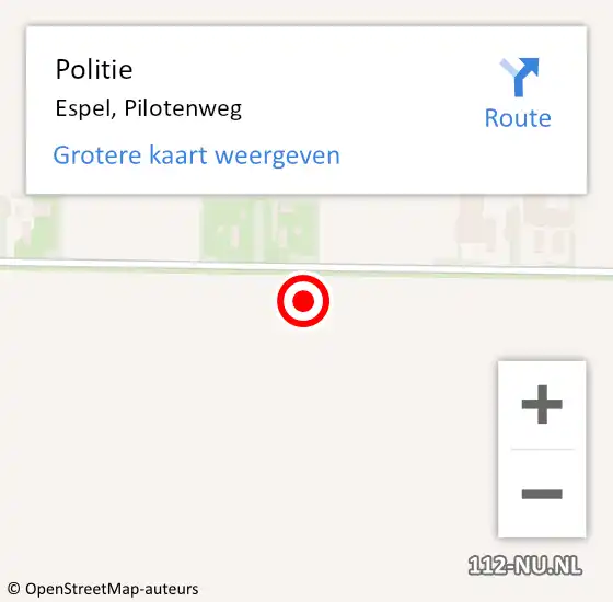 Locatie op kaart van de 112 melding: Politie Espel, Pilotenweg op 29 december 2024 14:07