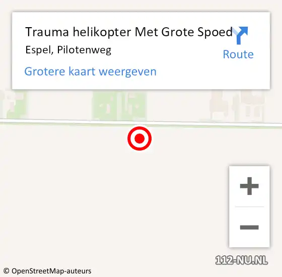 Locatie op kaart van de 112 melding: Trauma helikopter Met Grote Spoed Naar Espel, Pilotenweg op 29 december 2024 14:10