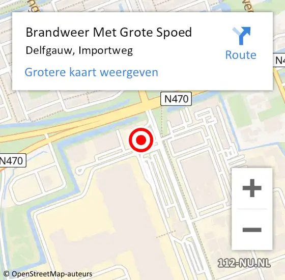 Locatie op kaart van de 112 melding: Brandweer Met Grote Spoed Naar Delfgauw, Importweg op 29 december 2024 14:15