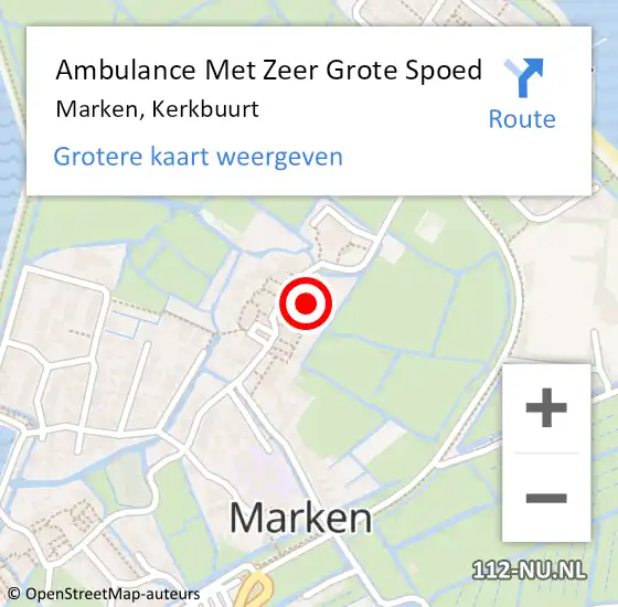 Locatie op kaart van de 112 melding: Ambulance Met Zeer Grote Spoed Naar Marken, Kerkbuurt op 29 december 2024 14:40