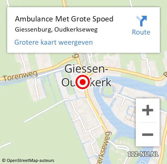 Locatie op kaart van de 112 melding: Ambulance Met Grote Spoed Naar Giessenburg, Oudkerkseweg op 29 december 2024 14:55