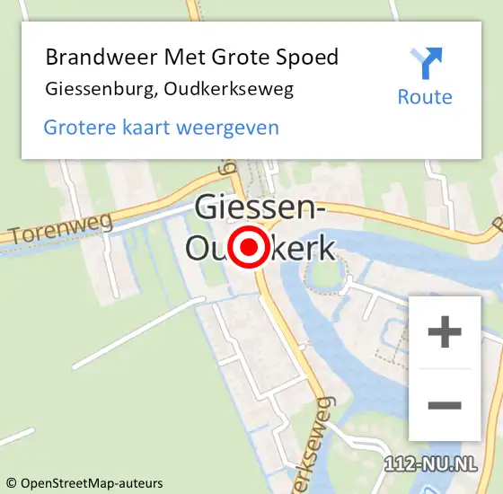 Locatie op kaart van de 112 melding: Brandweer Met Grote Spoed Naar Giessenburg, Oudkerkseweg op 29 december 2024 14:55