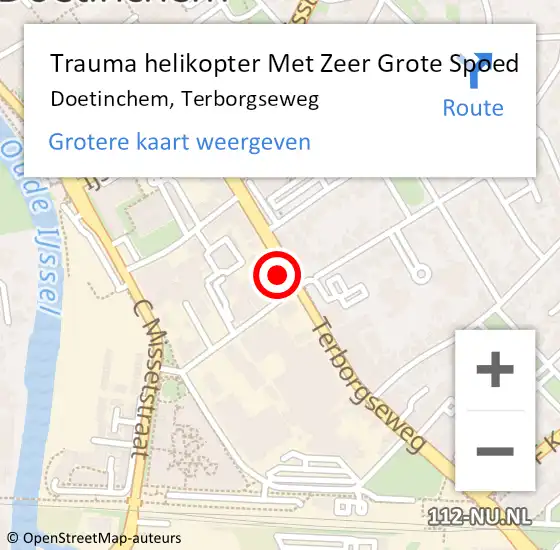 Locatie op kaart van de 112 melding: Trauma helikopter Met Zeer Grote Spoed Naar Doetinchem, Terborgseweg op 29 december 2024 15:06