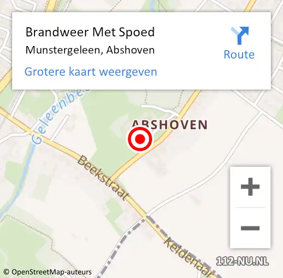 Locatie op kaart van de 112 melding: Brandweer Met Spoed Naar Munstergeleen, Abshoven op 29 december 2024 15:07