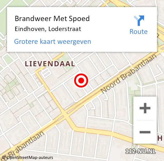 Locatie op kaart van de 112 melding: Brandweer Met Spoed Naar Eindhoven, Loderstraat op 29 december 2024 15:11