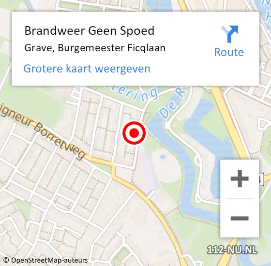 Locatie op kaart van de 112 melding: Brandweer Geen Spoed Naar Grave, Burgemeester Ficqlaan op 29 december 2024 15:11