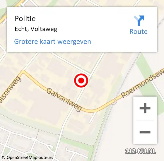 Locatie op kaart van de 112 melding: Politie Echt, Voltaweg op 29 december 2024 15:24