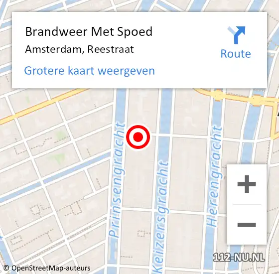 Locatie op kaart van de 112 melding: Brandweer Met Spoed Naar Amsterdam, Reestraat op 29 december 2024 15:34