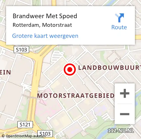 Locatie op kaart van de 112 melding: Brandweer Met Spoed Naar Rotterdam, Motorstraat op 29 december 2024 15:56