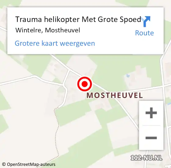 Locatie op kaart van de 112 melding: Trauma helikopter Met Grote Spoed Naar Wintelre, Mostheuvel op 29 december 2024 16:26