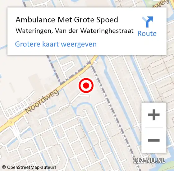 Locatie op kaart van de 112 melding: Ambulance Met Grote Spoed Naar Wateringen, Van der Wateringhestraat op 29 december 2024 16:30