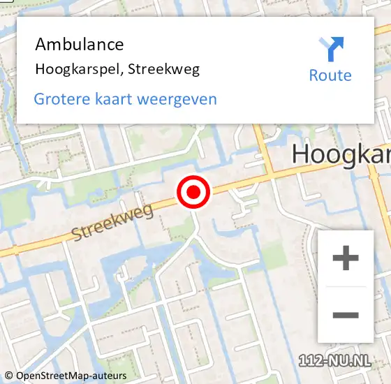 Locatie op kaart van de 112 melding: Ambulance Hoogkarspel, Streekweg op 29 december 2024 16:51