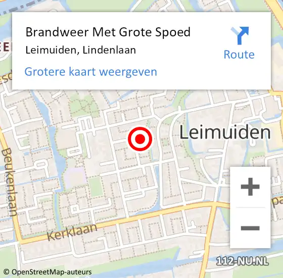 Locatie op kaart van de 112 melding: Brandweer Met Grote Spoed Naar Leimuiden, Lindenlaan op 29 december 2024 16:58