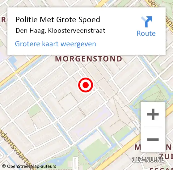 Locatie op kaart van de 112 melding: Politie Met Grote Spoed Naar Den Haag, Kloosterveenstraat op 29 december 2024 17:08