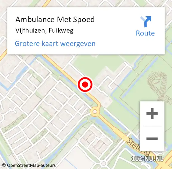 Locatie op kaart van de 112 melding: Ambulance Met Spoed Naar Vijfhuizen, Fuikweg op 29 december 2024 17:39