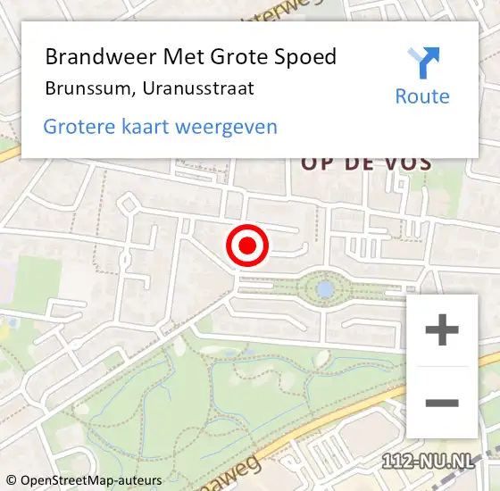 Locatie op kaart van de 112 melding: Brandweer Met Grote Spoed Naar Brunssum, Uranusstraat op 29 december 2024 17:40