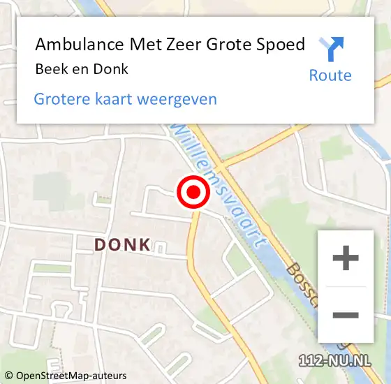 Locatie op kaart van de 112 melding: Ambulance Met Zeer Grote Spoed Naar Beek en Donk op 29 december 2024 17:46