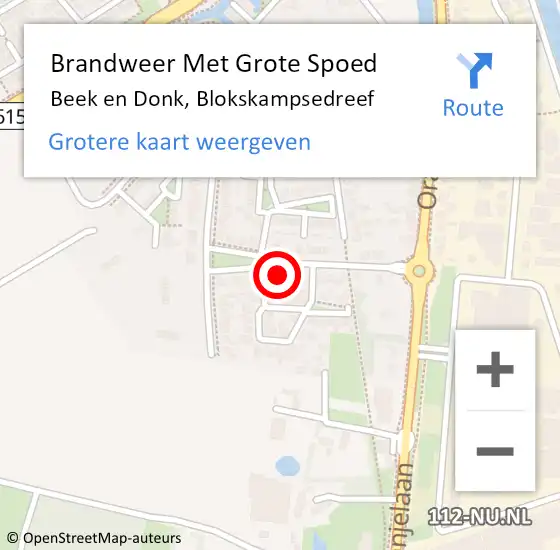 Locatie op kaart van de 112 melding: Brandweer Met Grote Spoed Naar Beek en Donk, Blokskampsedreef op 29 december 2024 17:47