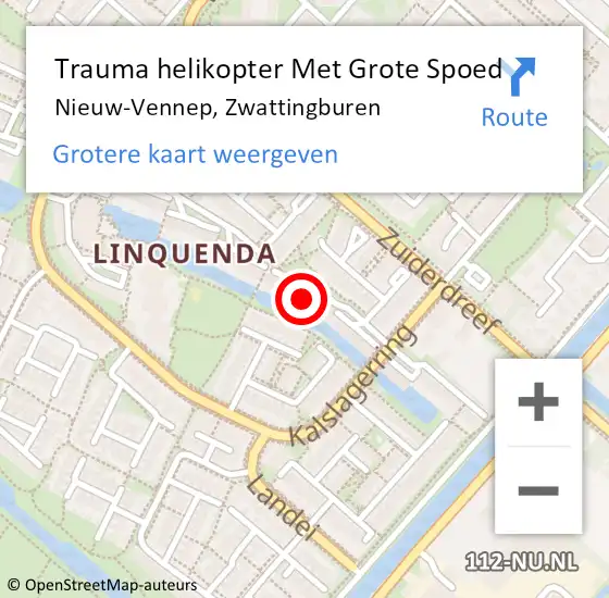 Locatie op kaart van de 112 melding: Trauma helikopter Met Grote Spoed Naar Nieuw-Vennep, Zwattingburen op 29 december 2024 17:48