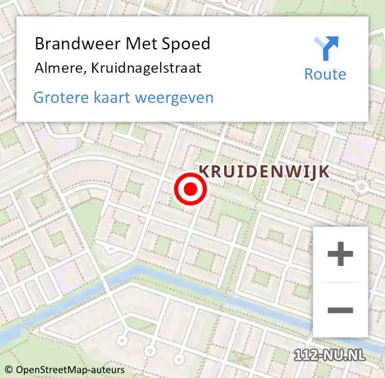 Locatie op kaart van de 112 melding: Brandweer Met Spoed Naar Almere, Kruidnagelstraat op 29 december 2024 18:03