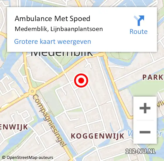 Locatie op kaart van de 112 melding: Ambulance Met Spoed Naar Medemblik, Lijnbaanplantsoen op 29 december 2024 18:04