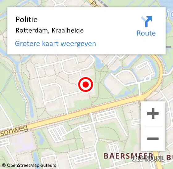 Locatie op kaart van de 112 melding: Politie Rotterdam, Kraaiheide op 29 december 2024 18:28