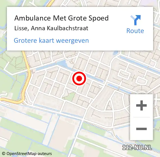 Locatie op kaart van de 112 melding: Ambulance Met Grote Spoed Naar Lisse, Anna Kaulbachstraat op 29 december 2024 18:34