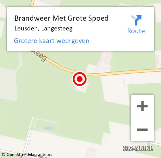 Locatie op kaart van de 112 melding: Brandweer Met Grote Spoed Naar Leusden, Langesteeg op 29 december 2024 18:40