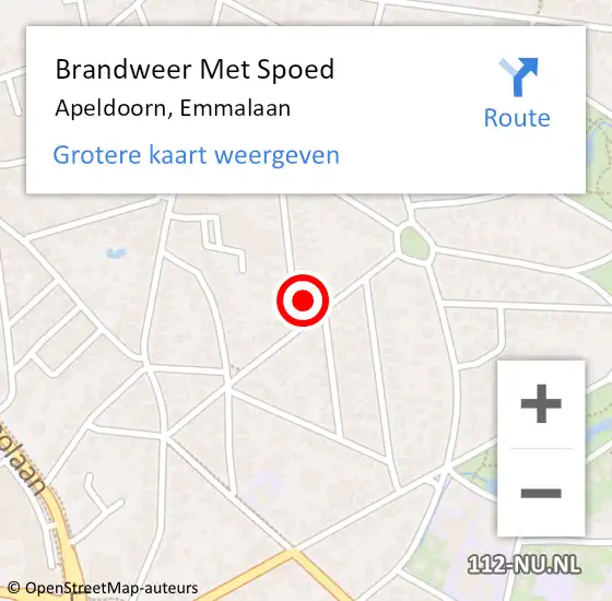 Locatie op kaart van de 112 melding: Brandweer Met Spoed Naar Apeldoorn, Emmalaan op 29 december 2024 18:46