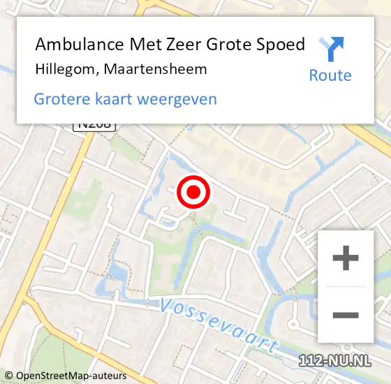 Locatie op kaart van de 112 melding: Ambulance Met Zeer Grote Spoed Naar Hillegom, Maartensheem op 29 december 2024 18:51