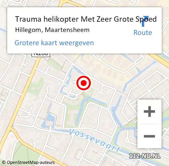 Locatie op kaart van de 112 melding: Trauma helikopter Met Zeer Grote Spoed Naar Hillegom, Maartensheem op 29 december 2024 18:53