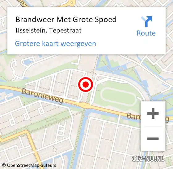 Locatie op kaart van de 112 melding: Brandweer Met Grote Spoed Naar IJsselstein, Tepestraat op 29 december 2024 18:58