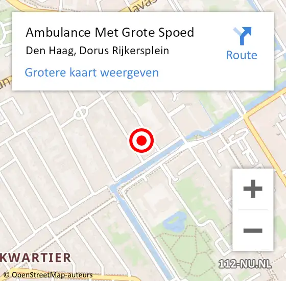 Locatie op kaart van de 112 melding: Ambulance Met Grote Spoed Naar Den Haag, Dorus Rijkersplein op 1 november 2014 00:14