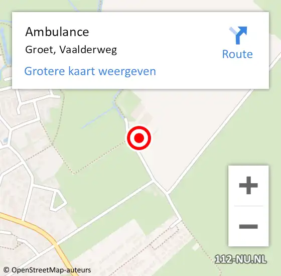 Locatie op kaart van de 112 melding: Ambulance Groet, Vaalderweg op 29 december 2024 19:14