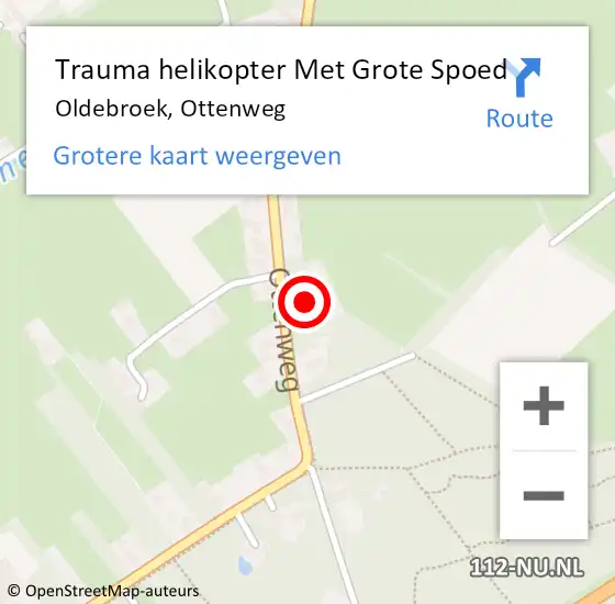 Locatie op kaart van de 112 melding: Trauma helikopter Met Grote Spoed Naar Oldebroek, Ottenweg op 29 december 2024 19:17