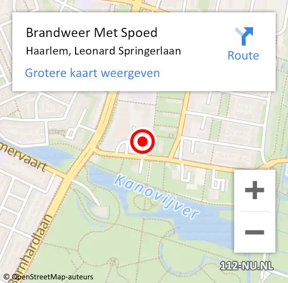 Locatie op kaart van de 112 melding: Brandweer Met Spoed Naar Haarlem, Leonard Springerlaan op 29 december 2024 19:31