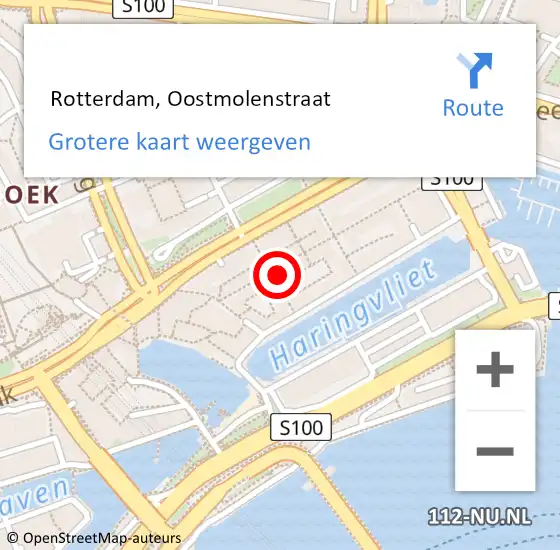 Locatie op kaart van de 112 melding:  Rotterdam, Oostmolenstraat op 29 december 2024 19:36